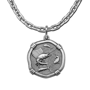 Sailfish Necklace - Sterling Silver Medallion Pendant with Chain